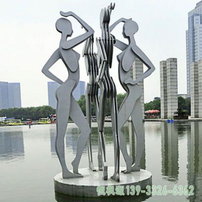 不锈钢舞蹈小区人物雕塑