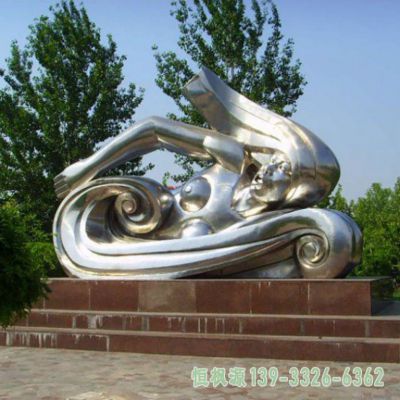 游泳广场不锈钢抽象雕塑