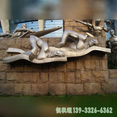 不锈钢游泳小区人物雕塑