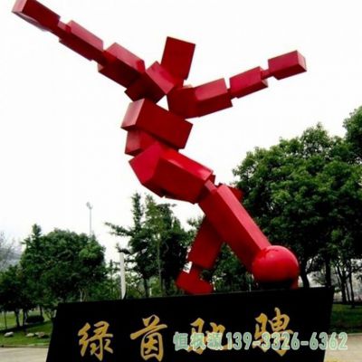 足球户外不锈钢人物雕塑