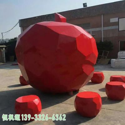 不锈钢都市石头景观雕塑