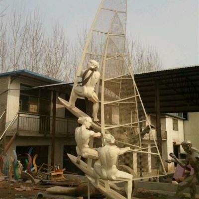 不锈钢大型帆船广场雕塑