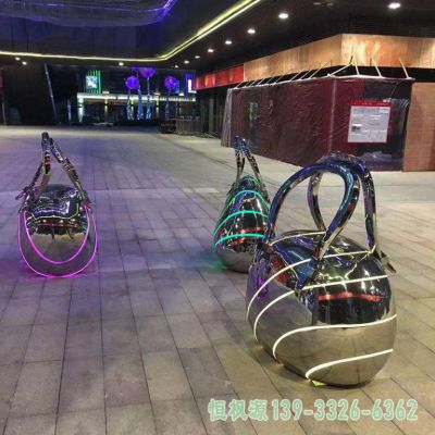 不锈钢购物袋小区艺术雕塑