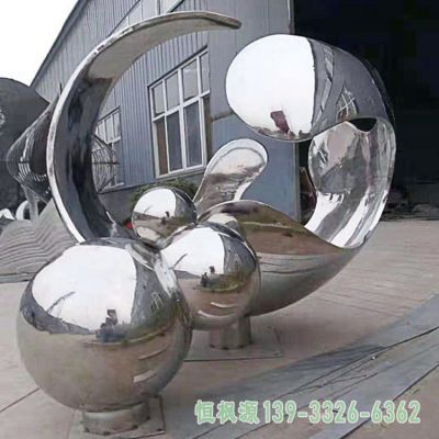 镜面花朵不锈钢广场雕塑
