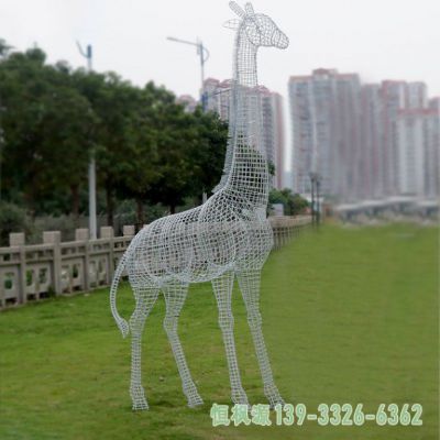 镂空长颈鹿不锈钢小区雕塑