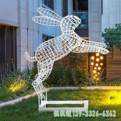 镂空兔子城市不锈钢雕塑