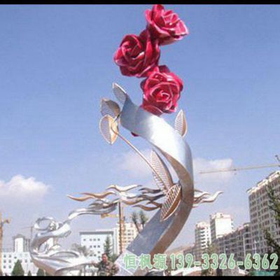 玫瑰花企业不锈钢雕塑