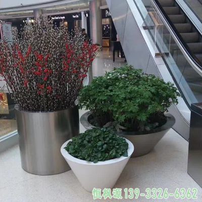 镜面花盆不锈钢城市雕塑