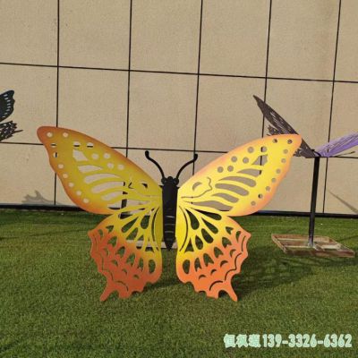 彩绘蝴蝶广场不锈钢雕塑
