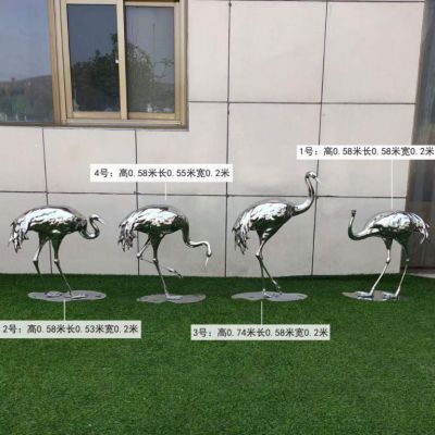 仙鹤户外不锈钢动物雕塑