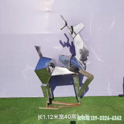 几何鹿城市不锈钢动物雕塑