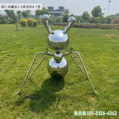 镜面蚂蚁园林不锈钢动物雕塑