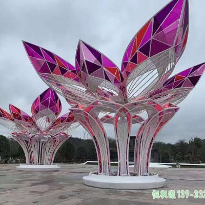 镂空花朵不锈钢户外雕塑