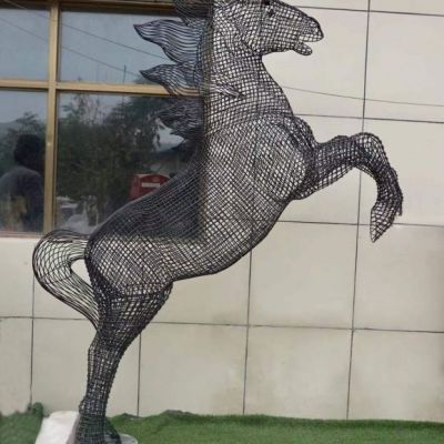 镂空马公园不锈钢雕塑