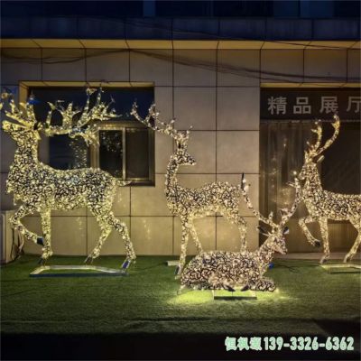 发光鹿公园不锈钢雕塑