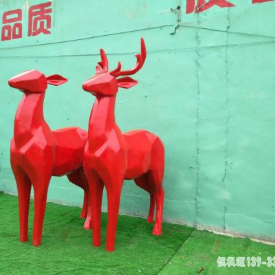 彩绘鹿户外不锈钢雕塑