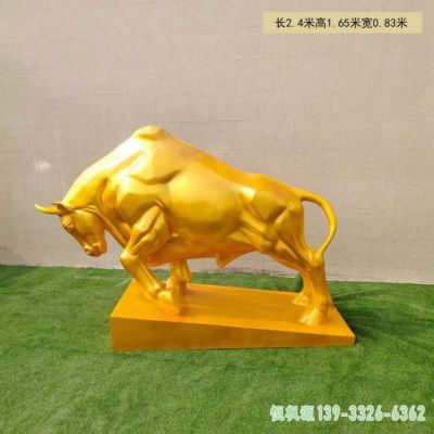 城市不锈钢彩绘牛雕塑