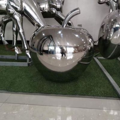 镜面苹果校园不锈钢雕塑