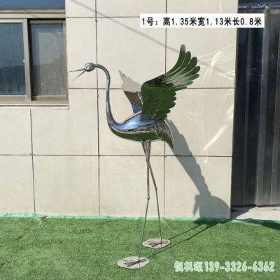 城市不锈钢镜面仙鹤雕塑