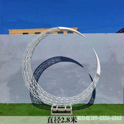 小区月亮不锈钢镂空雕塑