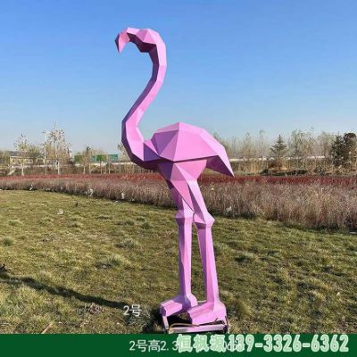 彩绘火烈鸟不锈钢城市雕塑