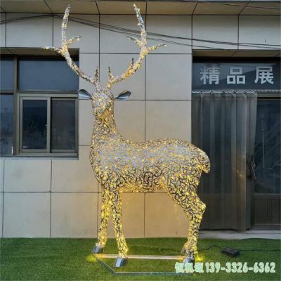 发光鹿校园不锈钢雕塑