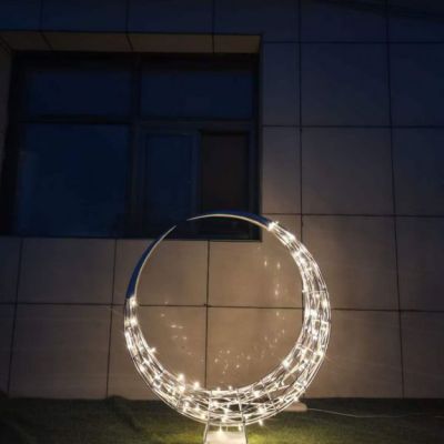 校园发光月亮不锈钢雕塑