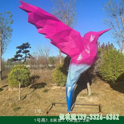 彩绘鸟公园不锈钢动物雕塑