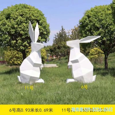 户外兔子不锈钢动物雕塑