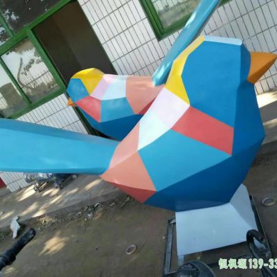 校园鸟不锈钢彩绘雕塑