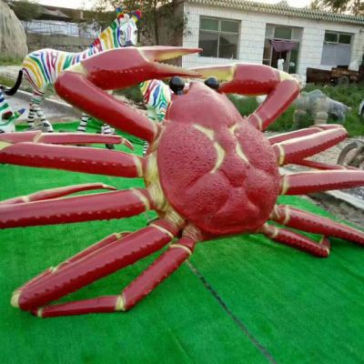 彩绘螃蟹园林不锈钢雕塑