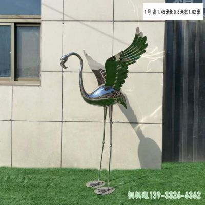镜面仙鹤小区不锈钢雕塑