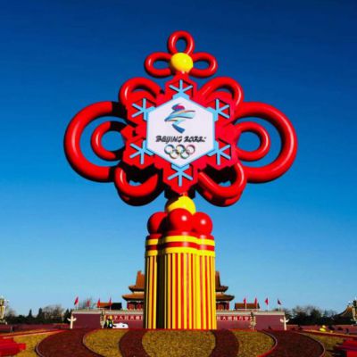彩绘中国结不锈钢户外雕塑