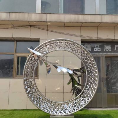 圆环大雁小区不锈钢雕塑