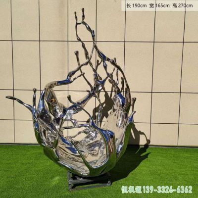 镜面海浪校园不锈钢雕塑