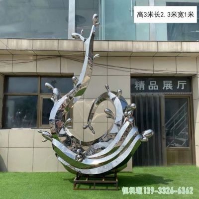 小区海浪不锈钢抽象雕塑