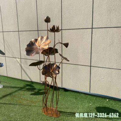 彩绘荷花小区不锈钢雕塑