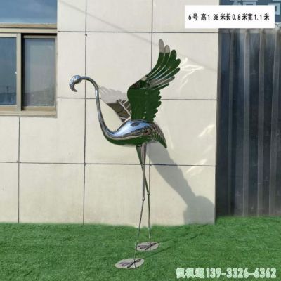 小区火烈鸟不锈钢镜面雕塑