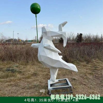 几何兔子城市不锈钢雕塑