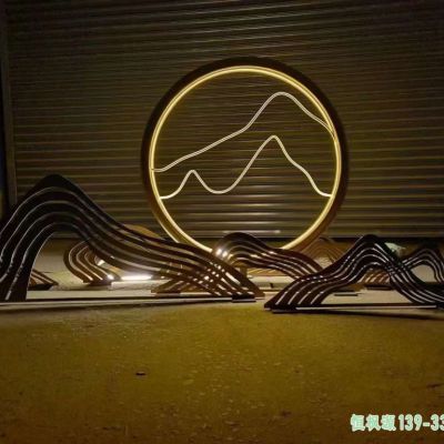发光假山城市不锈钢雕塑