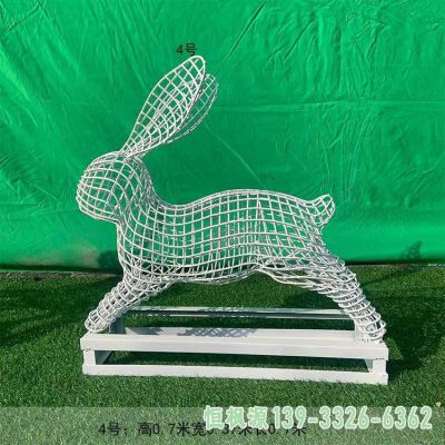 镂空兔子广场不锈钢动物雕塑