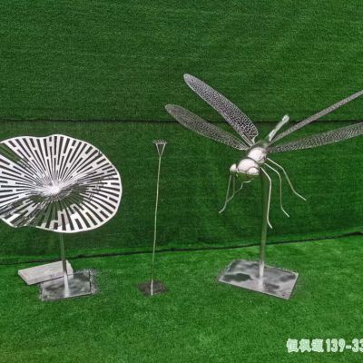 城市不锈钢镂空蜻蜓雕塑