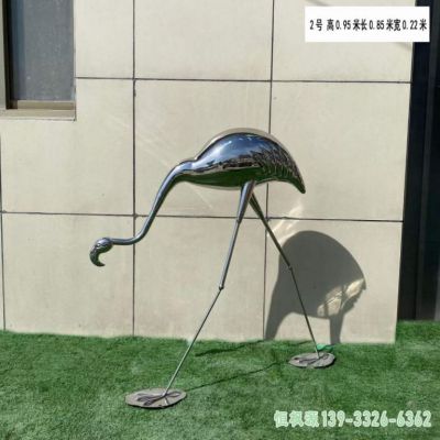 镜面仙鹤不锈钢公园雕塑