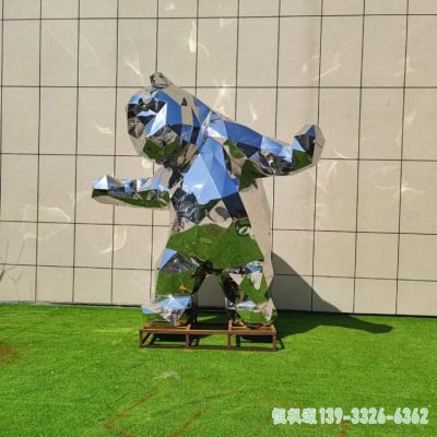 镜面熊户外不锈钢雕塑
