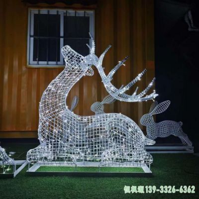 镂空鹿小区不锈钢雕塑