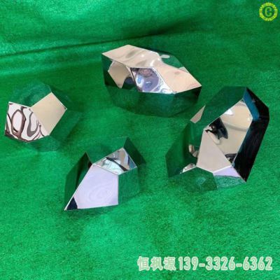 几何石头户外不锈钢艺术雕塑