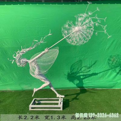 舞蹈女孩广场不锈钢艺术雕塑