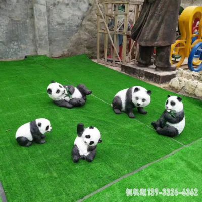 园林熊猫不锈钢动物雕塑